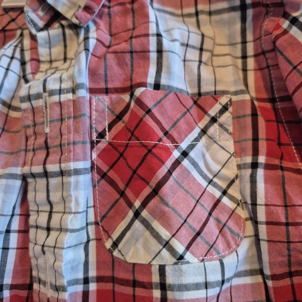Janie and Jack boys size 18 -24 months red, gray & black button down shirt VGUC - Picture 2 of 4
